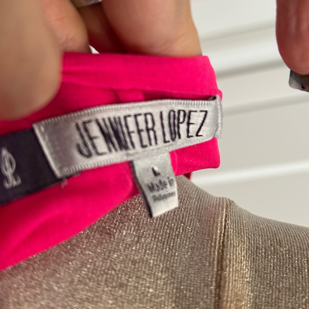 Jennifer Lopez Hot Pink Double Layered Bat Wing Blouse |Size Large - Picture 11 of 11